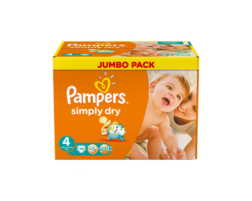 Riet touw motto PAMPERS Simply Dry Gr. 4 MAXI (7-18 Kg. ) Jumbo Bo - Babystraatje.nl