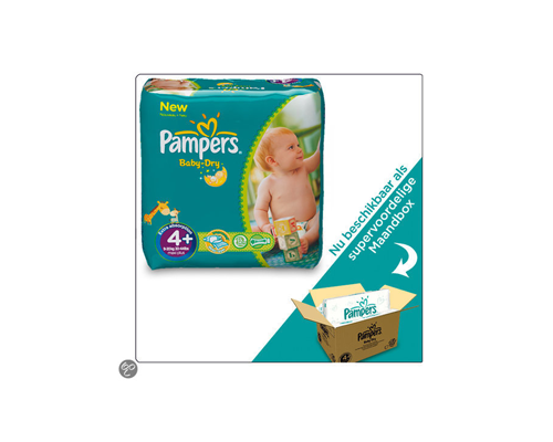 Passief koppeling Messing Pampers Baby Dry - Maat 4+ Maandbox 152 st. - Babystraatje.nl