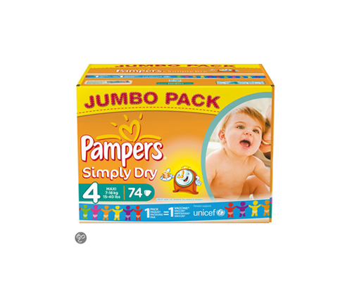 matig Asser Grillig Pampers Simply Dry - Luiers Maat 4 - Jumbo box 74st - Babystraatje.nl