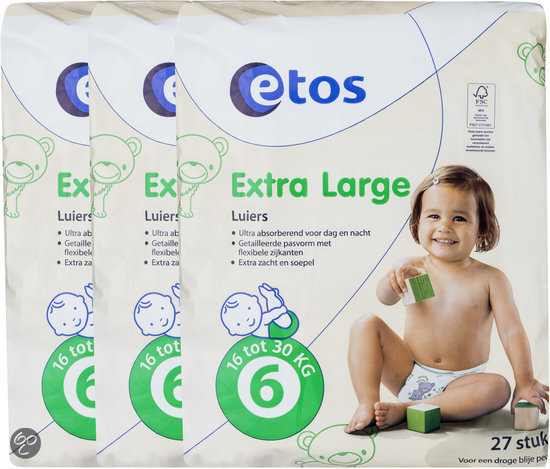 vals schuintrekken hoe vaak Etos - Luiers XL - 3 x 27 st Voordeelverpakking - Mijn Baby -  Babystraatje.nl