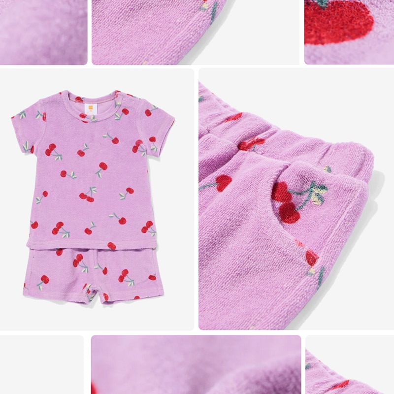 HEMA zomer baby kledingset badstof paars