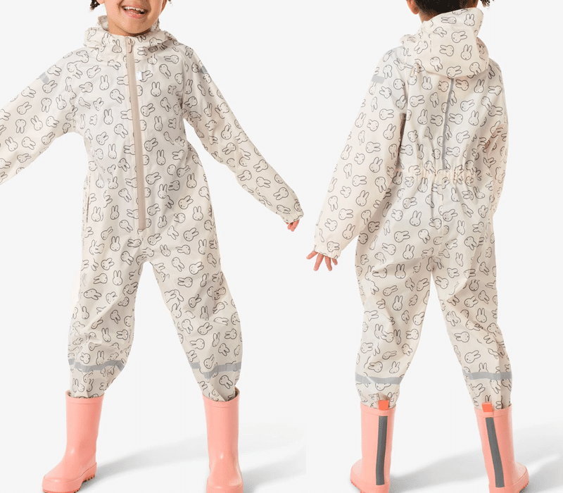 HEMA nijntje buitenspeelpak regenpak waterdicht creme