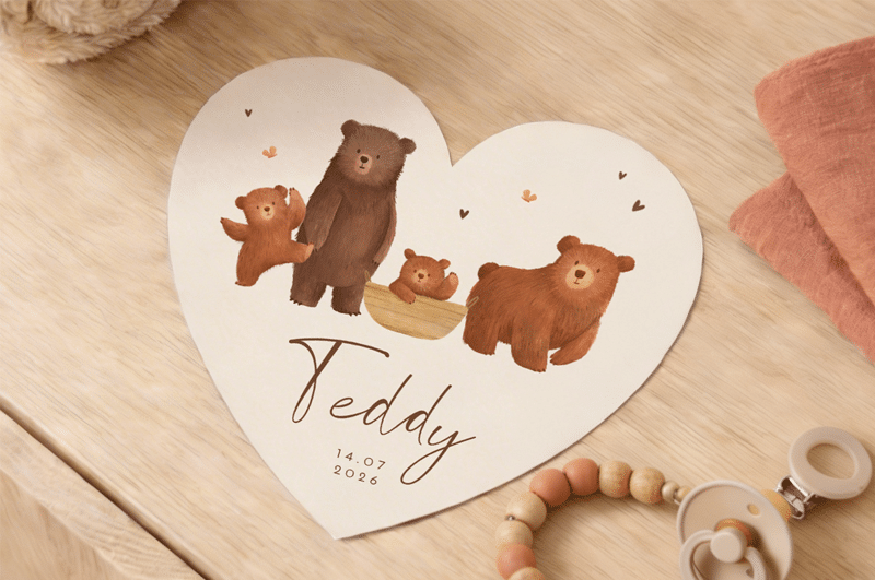 Geboortekaartje hartvormige geboortekaartje