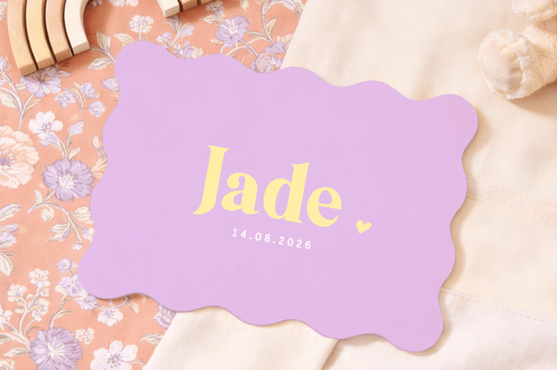 Geboortekaartje rechthoekige kaart met golfje