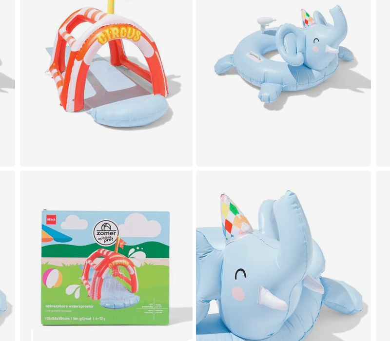 HEMA buitenspeelgoed opblaasbare watersproeier circus zwemband olifant